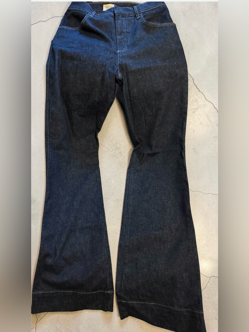 Pilcro Dark Indigo Flared Wide-Leg Jeans